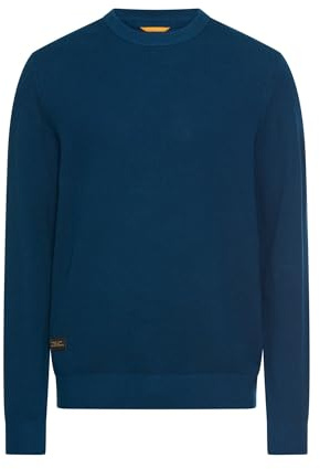 camel active Herren Strickpullover mit Rippkragen | weicher Pullover mit Rundhalsausschnitt im Regular Fit aus reiner Baumwolle