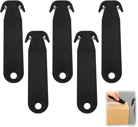 5Pcs Box Cutter, Box Opener Tool, Safety Concealed Blade, for Warehouse Cardboard, Package, Strap, Slitting Bubble Wrap, Stretch Film, Foam and Other Plastic Material