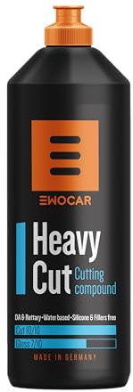 Ewocar Heavy Cut Polierpaste 1000ml – Schleifpaste zum Entfernen von Schleifspuren P1000, wasserbasiert, staubarm, silikonfrei – Professionelle Lackkorrektur für tiefe Defekte
