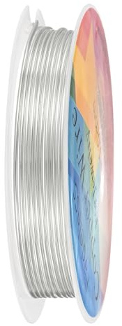 M METERXITY Filo di rame da 1 mm, calibro 18 per la creazione di gioielli, filo di rame per perline, per gioielli, tessitura, fai da te, piantagione, mantenimento del colore [1,6 m, argento brillante]