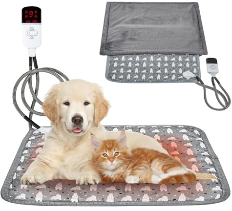 PORFOYO Värmefilt för katt, 45 x 45 cm självuppvärmande filt för katter hundar och små djur elektrisk uppvärmningsfilt för hundar och katter tvättbar mjuk säker termisk filt husdjurstäcke vintersäker