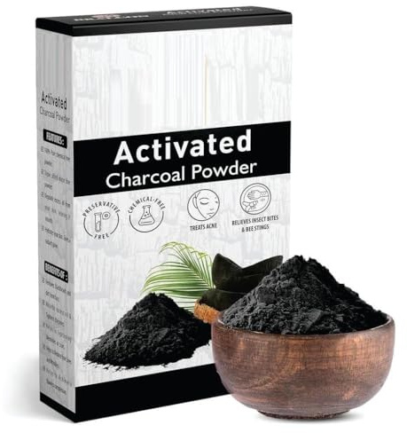Activated Charcoal Powder-100g / Coconut Shell Charcoal Powder, for Skin & Hairs - All Skin Types,Triple Filtered, Pure & Natural