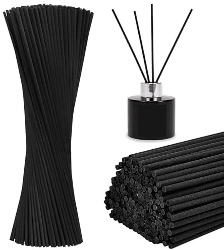 lomdung 100 Stück Duftstäbchen, 30 X 0.4 cm Rattanstäbchen für Raumduft | Faser Diffuser Sticks, Ersatz Duft Stäbe, Duftstäbchen aus Faser Schwarz, für Raumduft, Badezimmer, Wohnzimmer, Büro