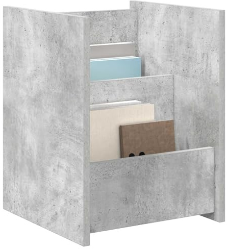 vidaXL Magazinregal mit Regal Beton Grau 35 x 35 x 45 cm Holzwerkstoff, Wohnzimmermöbel, moderner Zeitschriftenhalter, rechteckiger Holzregal, praktischer Organizer