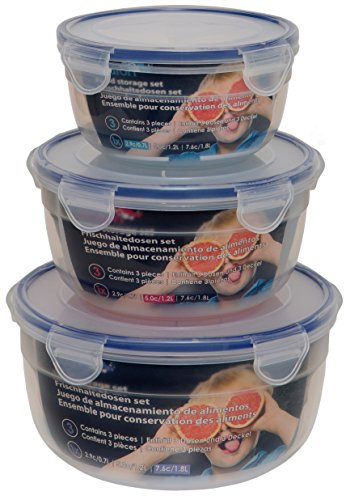 Maturi Food Storage Containers Set of 3 with Airtight Lids, BPA Free, 0.7L-1.8L