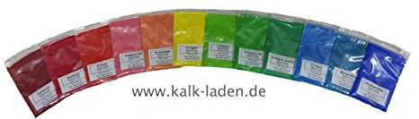 Pigment-Proben-Set, Buntfarben (Mineralfarben), 12 Beutel mit jeweils circa 10 g, für Kalk-, Leim- und Binderfarben