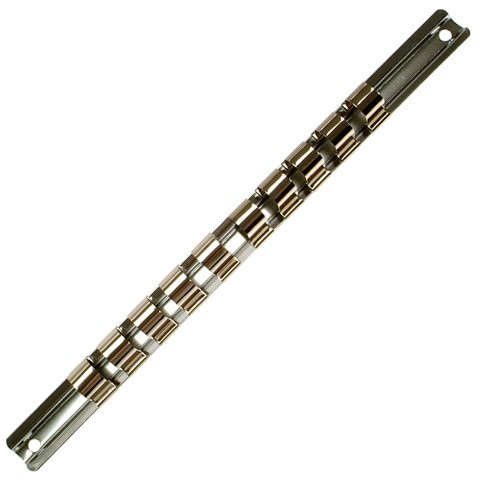 Alkan 1/2 Nusshalter 275 mm Aufsteckschiene 10 Clips | Aufsteckschiene/Klemmleiste mit 10 verschiebbaren Clips für 1/2 Vierkant-Nüsse, Ordnung für Stecknüsse