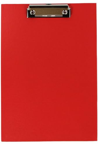D.RECT Klemmbrett Schreibplatte A4 PVC-Folie leinengeprägt rot mit Metallklemme mit Aufhängeöse, 09450