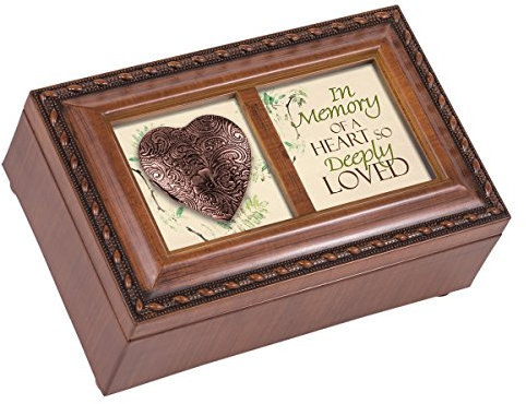 Cottage Garden In Memory Heart So Loved Locket Musical Wood Grain Music Box New