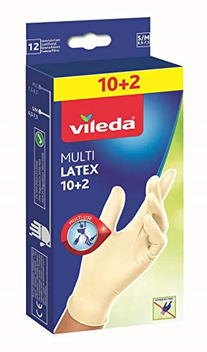 Vileda Multi Latex 10+2 ungepudert Einmalhandschuhe Latex Größe S/M, 12er Pack