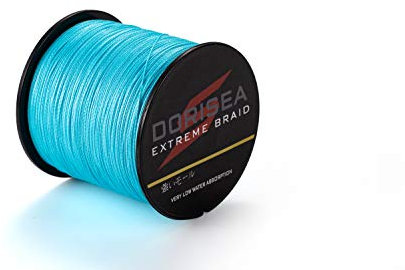 DORISEA Extreme Braid geflochtene Angelschnur, 100 % PE, 1000 m, 2,7–227 kg getestet, abriebfest, unglaubliche Superline, kein Dehnen, kleiner Durchmesser, Blau, 3,6 kg/0,12 mm