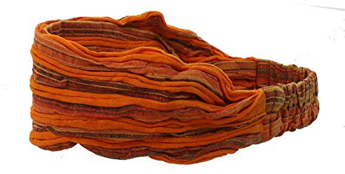 KUNST UND MAGIE Unisex Hippie Stonewashed Batik Kopfband Stirnband Goa Yoga, Farbe:Orange