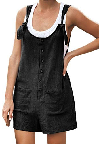 Onsoyours Abito Gonna Donna in Denim Salopette Gonna Donna Elegante Jeans Overall Tuta Taglie Forti con Bretelle e Tasche Nero 48