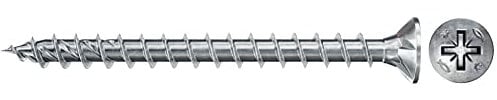 fischer PowerFast II CZF 4,5 x 30, Spanplattenschraube (1000 Stk.) mit Vollgewinde, Senkkopfschraube mit Kreuzschlitz, Schraube für Holzverarbeitung, reduziert Einschraubwiderstand & Einschraubzeit