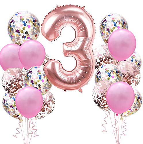 Palloncini Compleanno Oro Rosa per 3 Anni Bambina Ragazze: 40 Numero 3 Giganti Elio Gonfiabili Numeri Palloncini 100cm,Pink Palloncino Coriandoli Balloons per Bimba Bambino Donna Feste Decorazioni