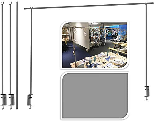 URBNLIVING 240cm Metal Over Table Hanging decoration Display Rod Rail Pole With Clamp (Grey)
