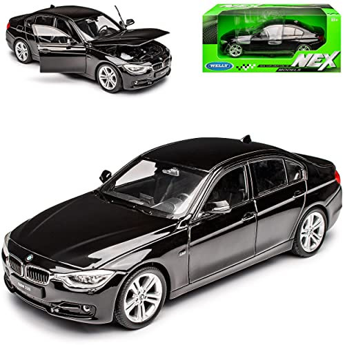 Welly B*M*W 3er F30 335i Limousine Schwarz 2011-2019 1/24 Modell Auto mit individiuellem Wunschkennzeichen