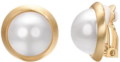 Vogem Perle Ohrklipser Damen Ohne Ohrlöcher Rund Süßwasserperle Gold Clip Ohrringe Grosse Ohrclips Perlen Hypoallergener Hochzeit Modeschmuck