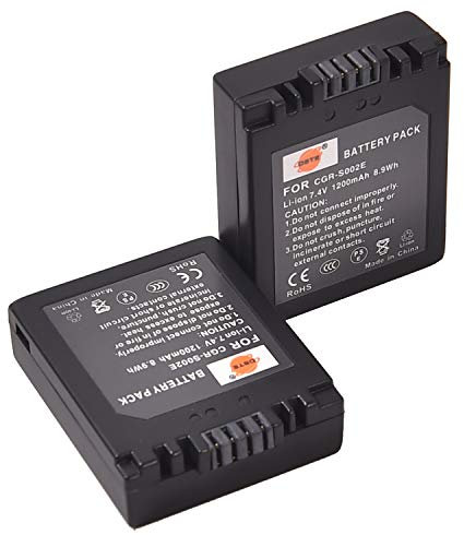 DSTE 2pcs S002E Li-ION Batteries compatibles avec Panasonic Lumix DMC-FZ1, DMC-FZ2, DMC-FZ3, DMC-FZ4, DMC-FZ5, DMC-FZ10, DMC-FZ15, DMC-FZ20