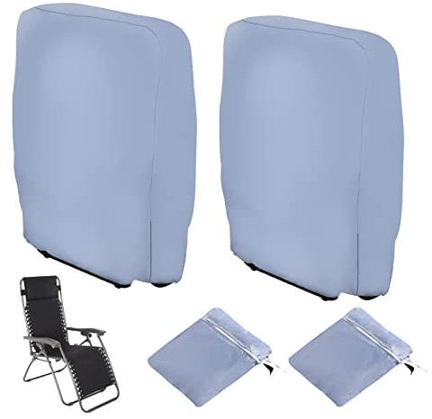 Ulikey Klappstühle Abdeckung, 2 Stück Winddicht Anti-UV Wasserdicht Gartenstühle Schutzhülle für Liegestuhl Faltstuhl Konferenzstuhl Deckchair Klappbar Gartenmöbel, mit Aufbewahrungstasche (Grau)