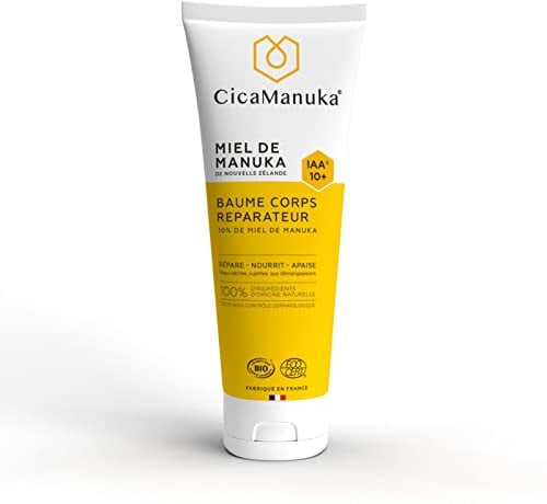 CICAMANUKA - Baume corps réparateur au miel de Manuka IAA10+ - Favorise la réparation des peaux sèches - Certifié Bio - 200ml