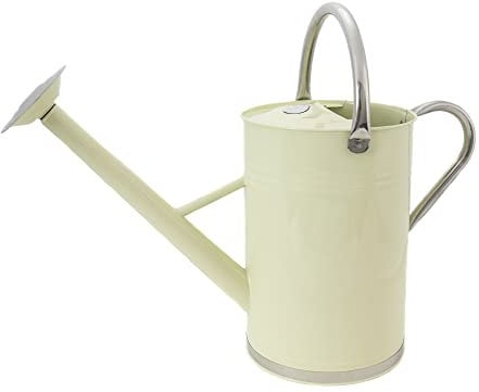 Kent & Stowe Annaffiatoio vintage in crema da 9 litri – Caraffa in acciaio zincato per irrigazione quotidiana – Caraffa in classico stile inglese con 2 manici