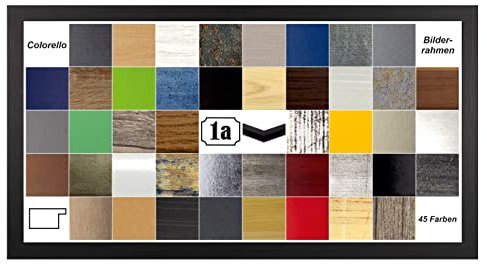 Colorello Deluxe Bilderrahmen Posterrahmen 37,5x98 cm Panorama und Quadrat Formate Schwarz Gemasert Antireflex Kunstglas