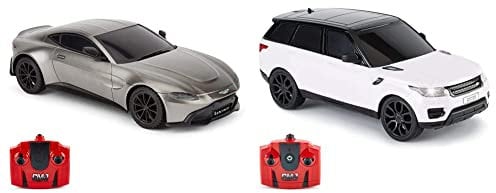 CMJ RC Cars™ Aston Martin Vantage Officially Licensed Remote Control Car. 1:24 Scale Grey & TM Range Rover Sport Remote Control Car 1:24 scale with Working LED Lights, Radio Controlled Supercar