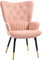 HOMCOM Sessel Einzelsessel Schlafsessel gepolstert in Samt mit hoher Rückenlehne Armlehnen und Stahlbeine Modern Style 68x72x103 cm Rosa