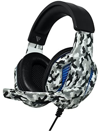 Vybe LED Headset with Camouflage Design for Play Station, Xbox, PC Gaming AUX-in Support Wired Cushioned Headphone with Adjustable Boom Microphone