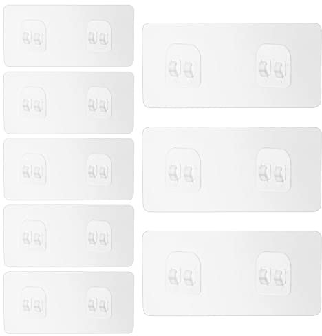 Prasacco 8 Pcs Adhesive Strong Shower Shelf Hooks - Double Claw Wall Sticker Hooks for Shower Caddy Basket, Kitchen, Bathroom