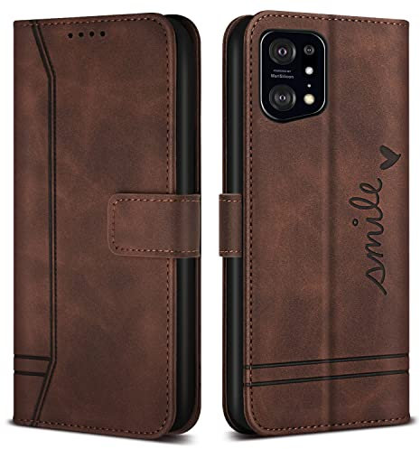 Bravoday Cover per Oppo Find X5 PRO, Flip Custodia in Pelle PU Portafoglio Custodia per Oppo Find X5 PRO, con Slot per Schede, Marrone