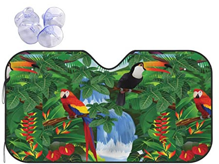Parasol para parabrisas de coche, con estampado de guacamayos y tucán, para coche, camión, SUV, bloquea los rayos
