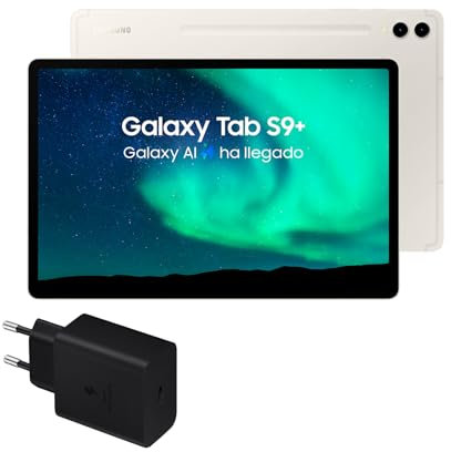 Samsung Galaxy Tab S9+, 512 GB, WiFi + Cargador 45W - Tablet Android con IA, Ranura MicroSD, S Pen Incluido, Beige (Versión Española)