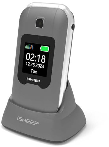 ISHEEP Flip Phone for Seniors with Large Buttons, SOS Button, Talking Numbers, FM Radio, Torch.Black. SG22+