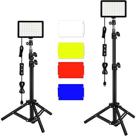 2-teiliges Fotografie-Video-Beleuchtungsset, LED-Studio-Streaming-Lichter mit 9 Farbfiltern für Kamera-Foto-Desktop-Videoaufnahmen und Filmaufnahmen