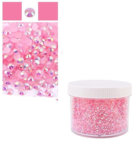 Embalaje de Caja Grande 2-6 mm Jelly AB Resina No Hot Fix Rhinestones Parte Posterior Plana Cristales de plástico Strass Glitters Paquete Grande Piedras-Jelly Pink AB-5 mm 6000 Piezas