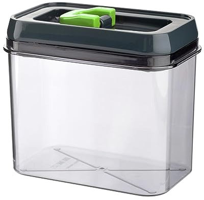 HOMESHOPA Airtight Food Storage Containers, Kitchen & Pantry Organisation, Clear Plastic Canisters with Durable Click Seal Lid, Ideal for Pasta Cereal, Flour & Sugar (1.2 Litres, Green)