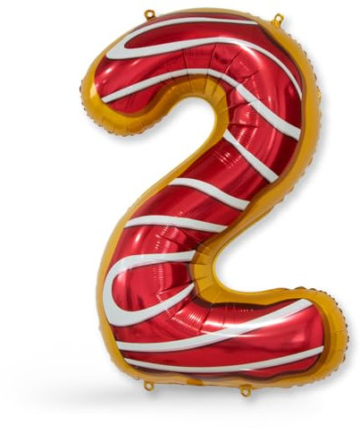 FUNXGO® Folienballon Zahl 2 dount - Riesen-Ballonzahl - Verstärktes Material- fliegt mit Helium - 2 Geburtstag Luftballon - Deko zum Geburtstage, Party, Hochzeiten - Ballon 2 dount