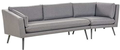 Modulares 3-Sitzer Garten Ecksofa grau recht seitig Wohnlandschaft L-Form Modern Loretello