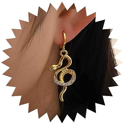 Atentuyi Boho Punk Kristall Schlange Baumeln Ohrringe Gold Cz Schlange Ohrringe Strass Schlange Huggie Reifen Ohrringe Halloween Schlange Ohrringe Schmuck Für Frauen Und Mädchen