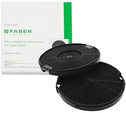 eRicambi, Coppia Filtri Cappa a Carboni Attivi, Compatibile con Faber Modello F3, Confezione 2 Pezzi, Dimensioni: Ø 155(mm) H. 16(mm), per Modelli: INCA SMART LG HCX 112.0067.944