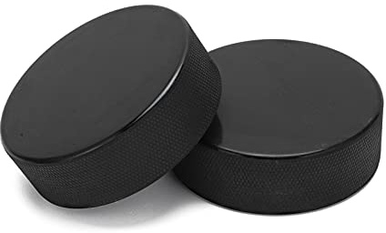 2 st ishockeypuckar officiell förordning utövande och klassisk träning, diameter 7,6 cm, tjocklek 2,5 cm, svart hockeypuck