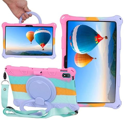 YHFZR Funda para OUKITEL OT6 Tablet, Soporte Giratorio Silicón Ligera Carcasa Antideslizante para los niños para OUKITEL OT6 Tablet 10,1 Pulgada, Rosa