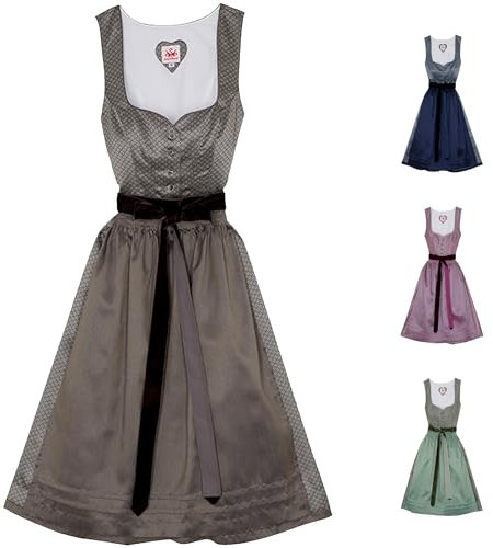 Spieth & Wensky Dirndl Deich Lange-Dirndl Kleid 2-teiliges Trachtenkleid, Farbe: Beige, Größe: 44/2XL