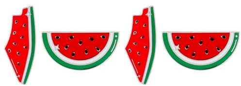 AOKWAWALIY Lot de 4 broches en forme de pastèque en forme de pastèque en émail Palestine - Broche hawaïenne en forme de fruit - Cadeau pour l'été Luau, 3.20X1.60X1.00CM, Simili cuir, Pas de gemme