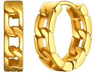 ChainsHouse Damen Ohrringe Gold Creolen Edelstahl Frauen Huggies Kreolen Gold Herren Ohrstecker Punk Goldene Statement-Ohrringe Ohrschmuck Accessoires Modeschmuck für Freundin