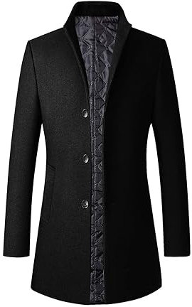2025 Manteau Homme Mi-Long en Laine Chaud pour Hiver Trench Coat Classique Parka Pardessus Caban Couleur Unie Slim Fit Business Duffle-Coats Coup-Vent Revers Overcoat Manteaux et Blousons Pas Cher