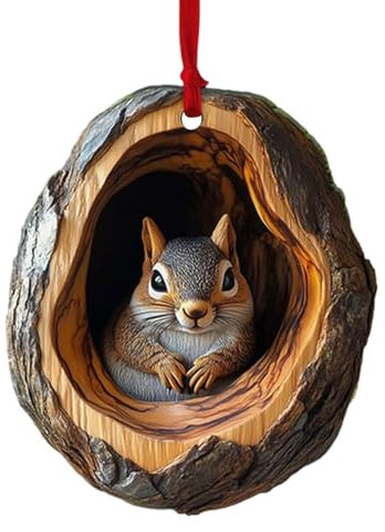 Weihnachten Acryl Tier deko, Acryl 2D Anhänger Tier Baumschmuck, Lebendiger Eule Eichhörnchen Igel Häschen Vogel Anhänger, Weihnachtsdeko Saisonale Dekoration Für Wohnzimmer Schlafzimmer