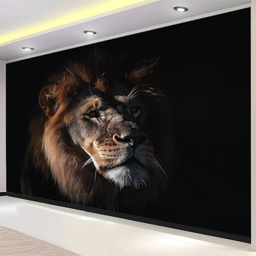 PLEETS Brown Wall Murals Animal lion Photo Wallpaper 200 x 140 cm Non-Woven Modern 3D Effect Mural Wallpaper Living Room Bedroom Sofa TV Backdrop Wall Mural